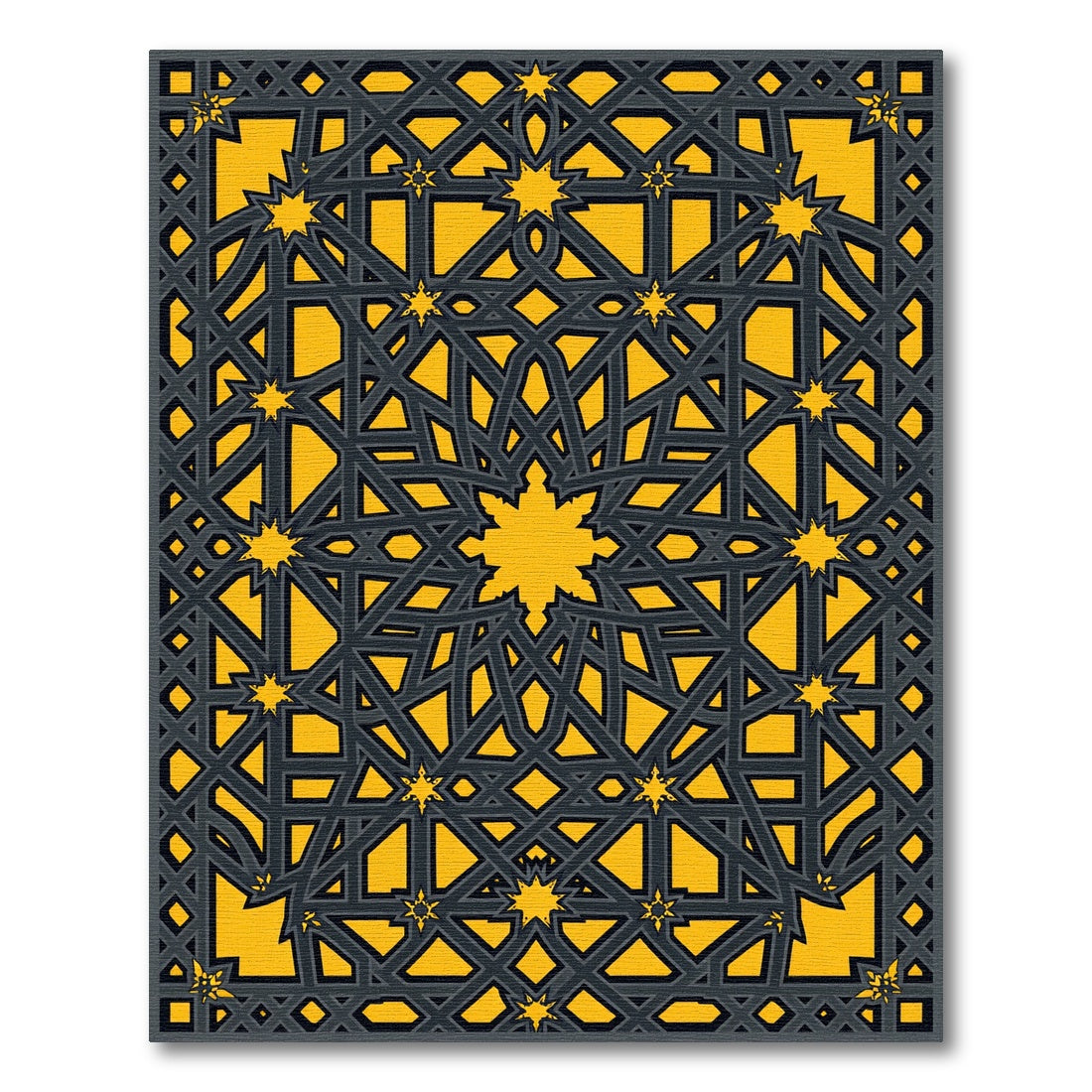 Golden Star Interwoven Geometric Composition Rug