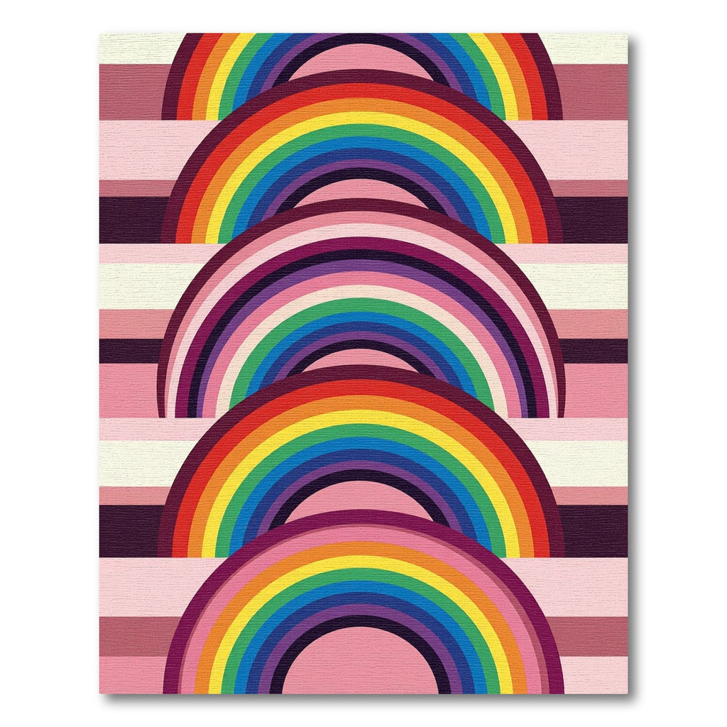 Row of Vibrant Rainbow Arches Rug