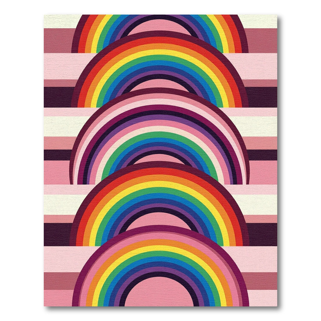 Row of Vibrant Rainbow Arches Rug