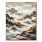 Serene Ethereal Mountain Fog Landscape Rug