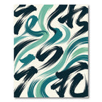 Teal And Navy Brushstroke Swirl Rug