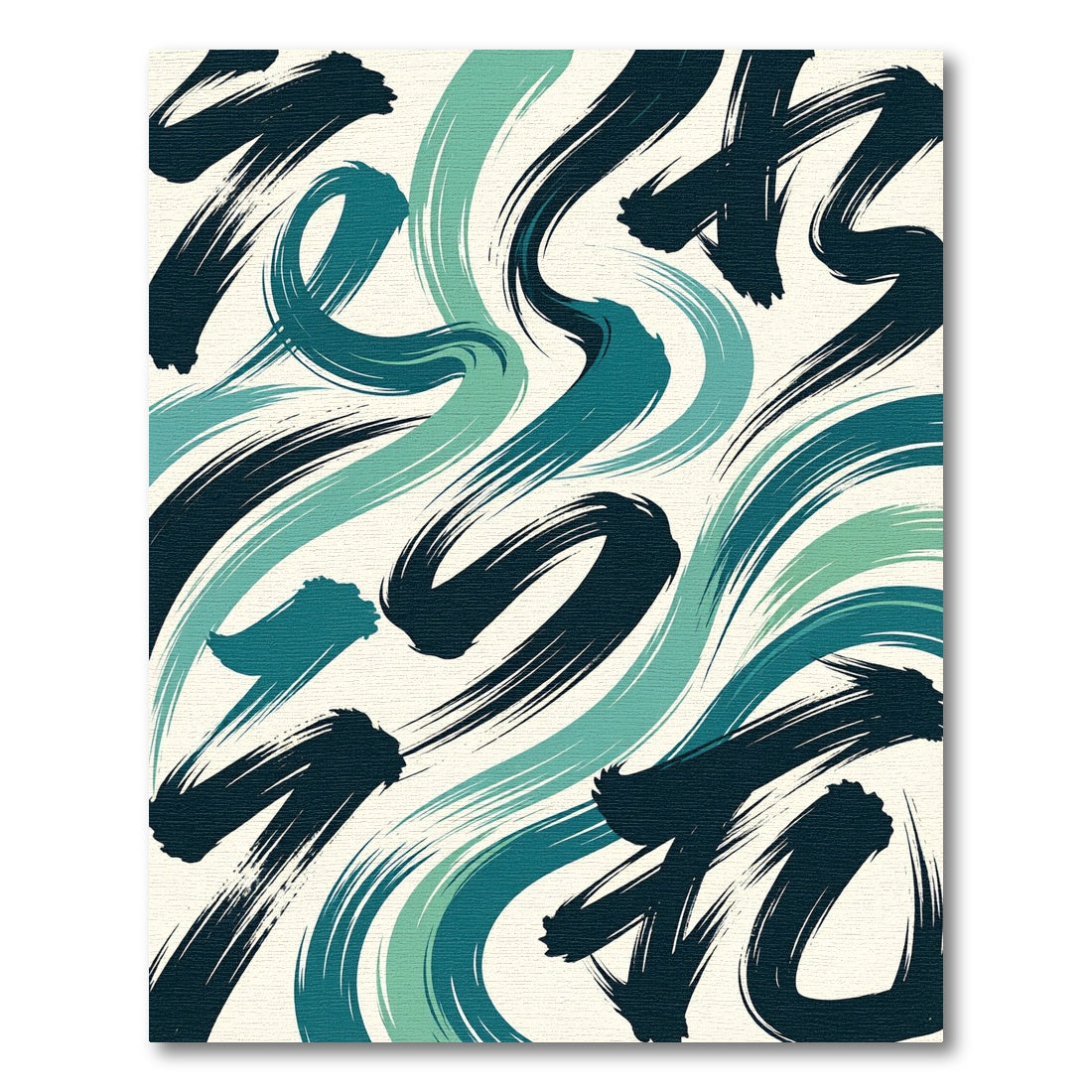 Teal And Navy Brushstroke Swirl Rug
