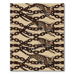 Ocelot and Bronze Chain Link Illustration Rug