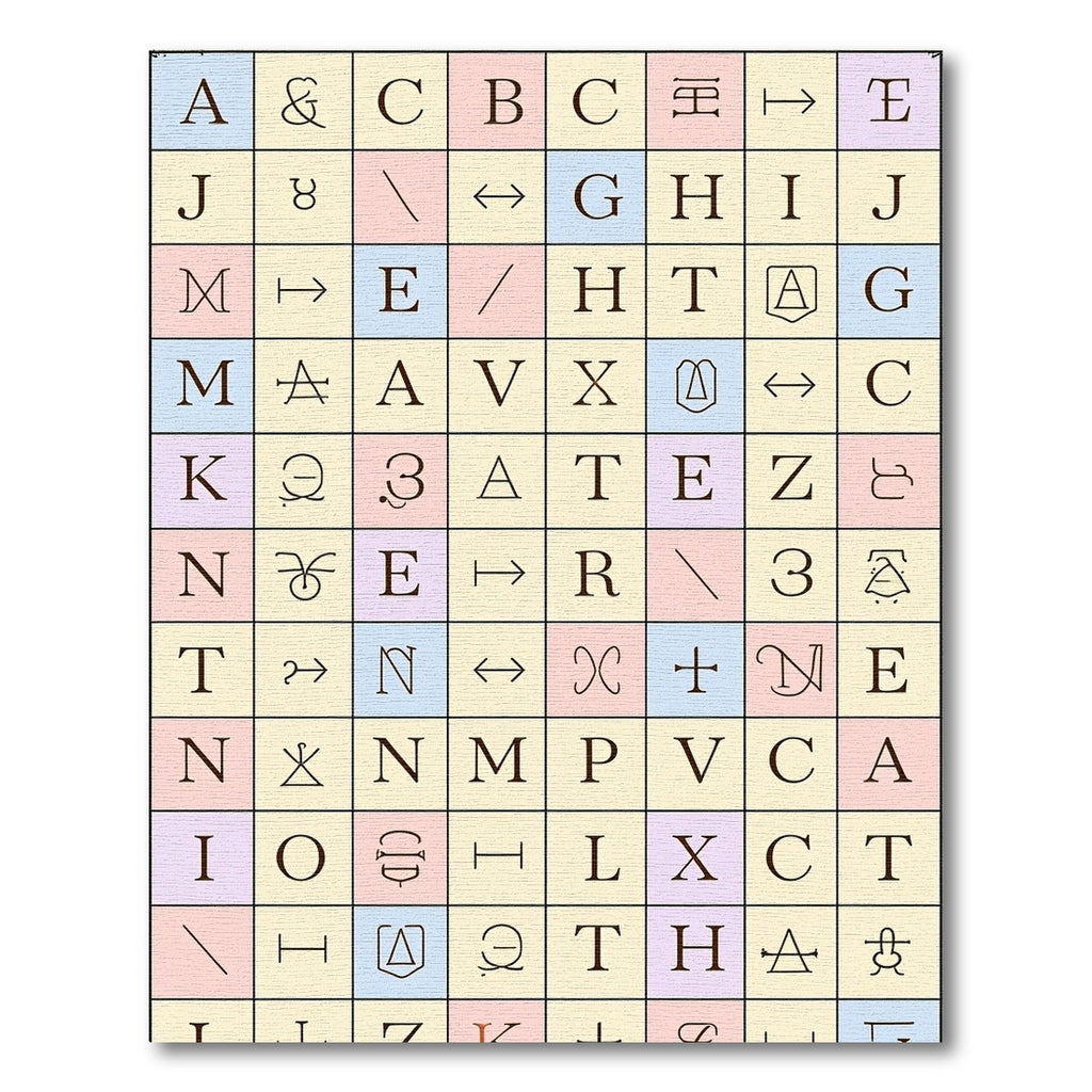 Grid Of Letters Symbols Shapes Rug