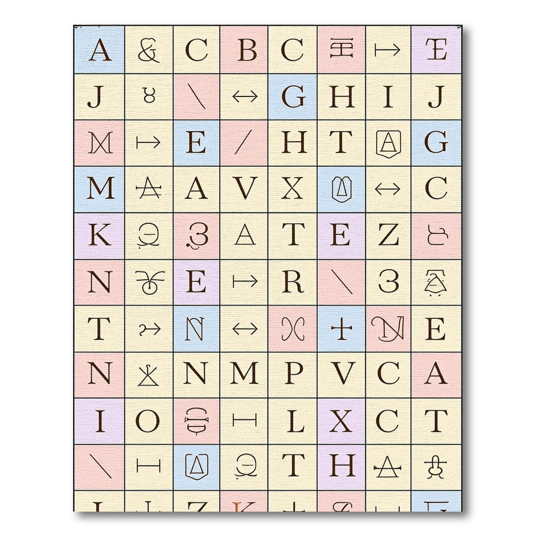 Grid Of Letters Symbols Shapes Rug