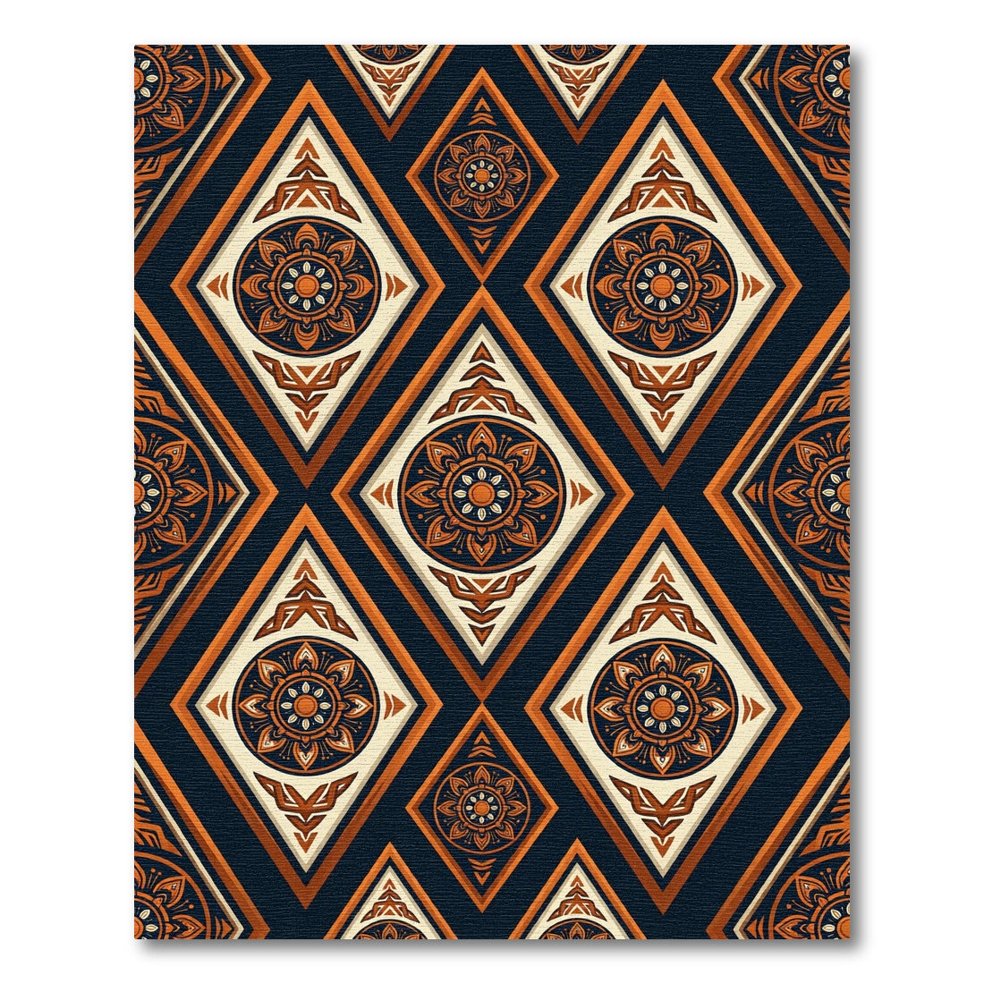 Ornate Amber Diamond Mandala Lattice Rug