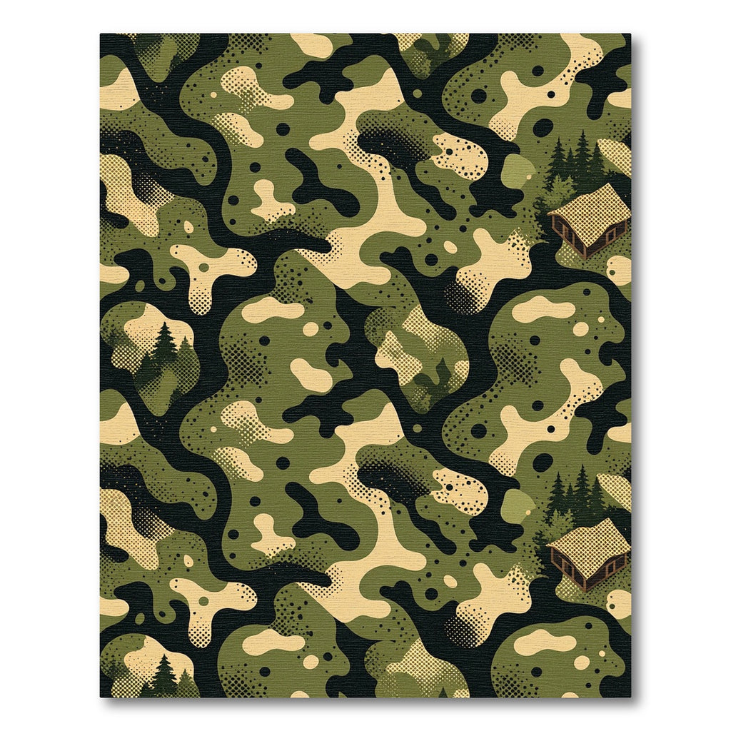 Modern Woodland Camouflage Cabin Texture Rug