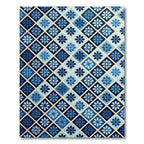 Blue Floral Diamond Medallions Rug