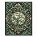 Elegant Sage Verdant Foliage Medallion Rug