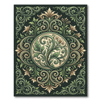 Elegant Sage Verdant Foliage Medallion Rug