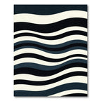 Dark Blue Ivory Wavy Stripes Rug