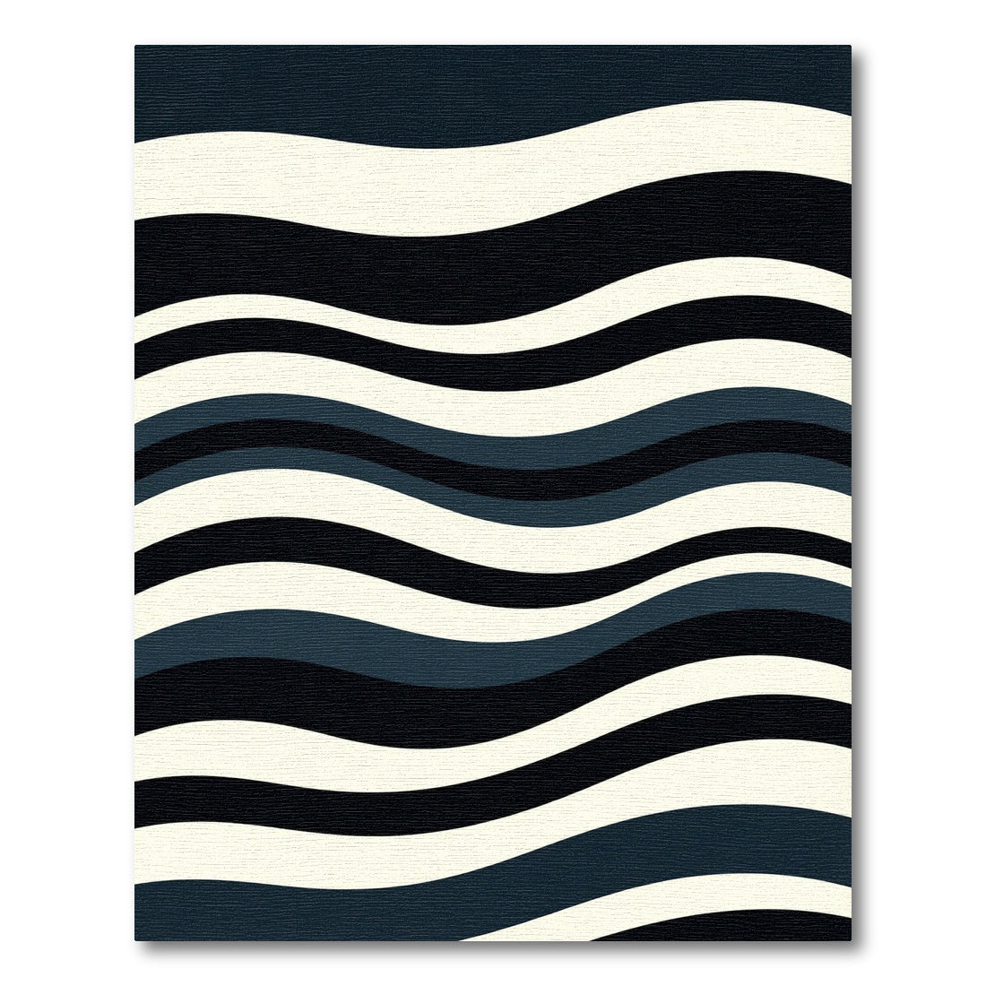 Dark Blue Ivory Wavy Stripes Rug