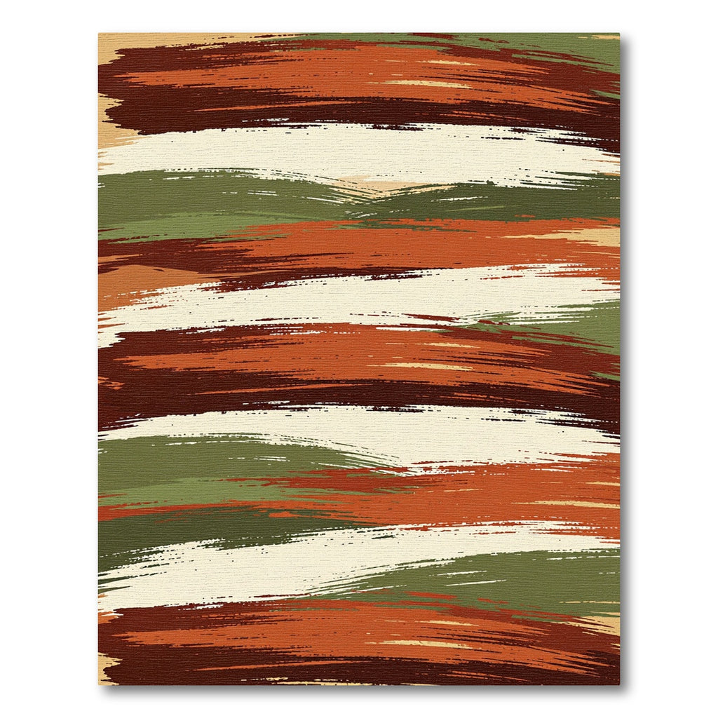 Earthy Forest Brushstroke Striped Area Rug