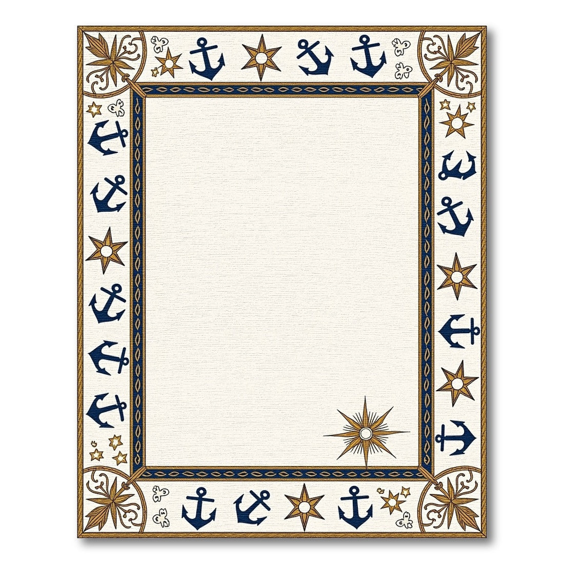 Nautical Navy Anchor Star Border Rug