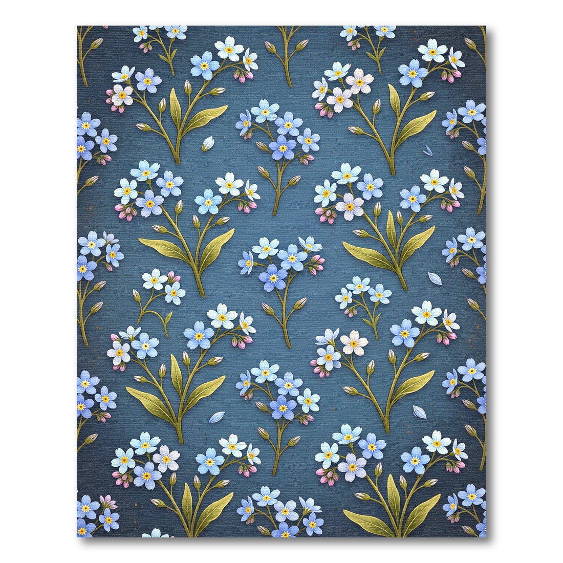 Blue Forget Me Not Floral Sprigs Rug