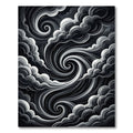 Dramatic Black Swirling Cloudscape Rug