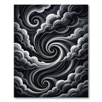 Dramatic Black Swirling Cloudscape Rug