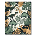 Green Tropical Dinosaur Foliage Ivory Base Rug