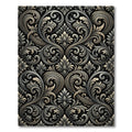 Ornate Black Silver Acanthus Scroll Rug