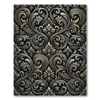 Ornate Black Silver Acanthus Scroll Rug