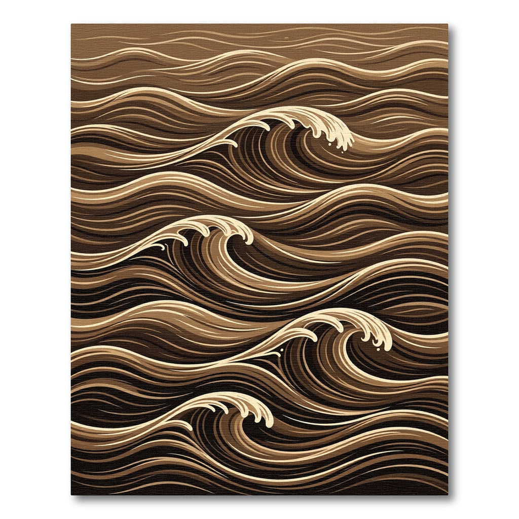 Rich Brown Abstract Flowing Wave Rug