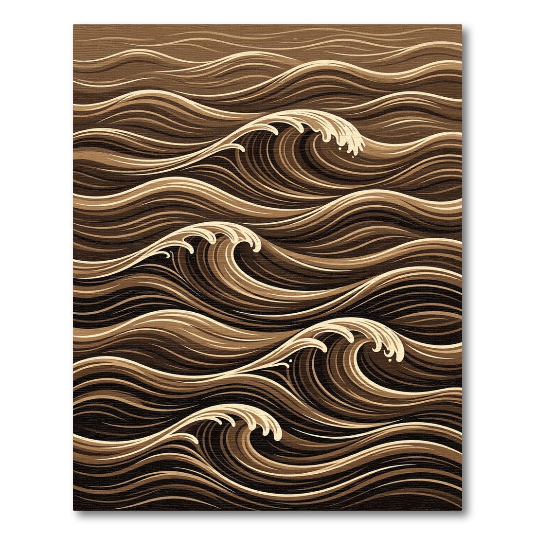 Rich Brown Abstract Flowing Wave Rug