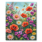 Vibrant Wildflower Meadow Poppy Field Rug