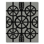 Monochrome Spoked Wheel Grid Rug