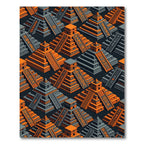 Isometric Orange and Gray Temple Pyramid Rug