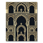 Gold Archway Black Geometric Ornate Rug