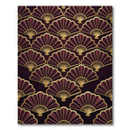 Elegant Art Deco Burgundy Fan Rug