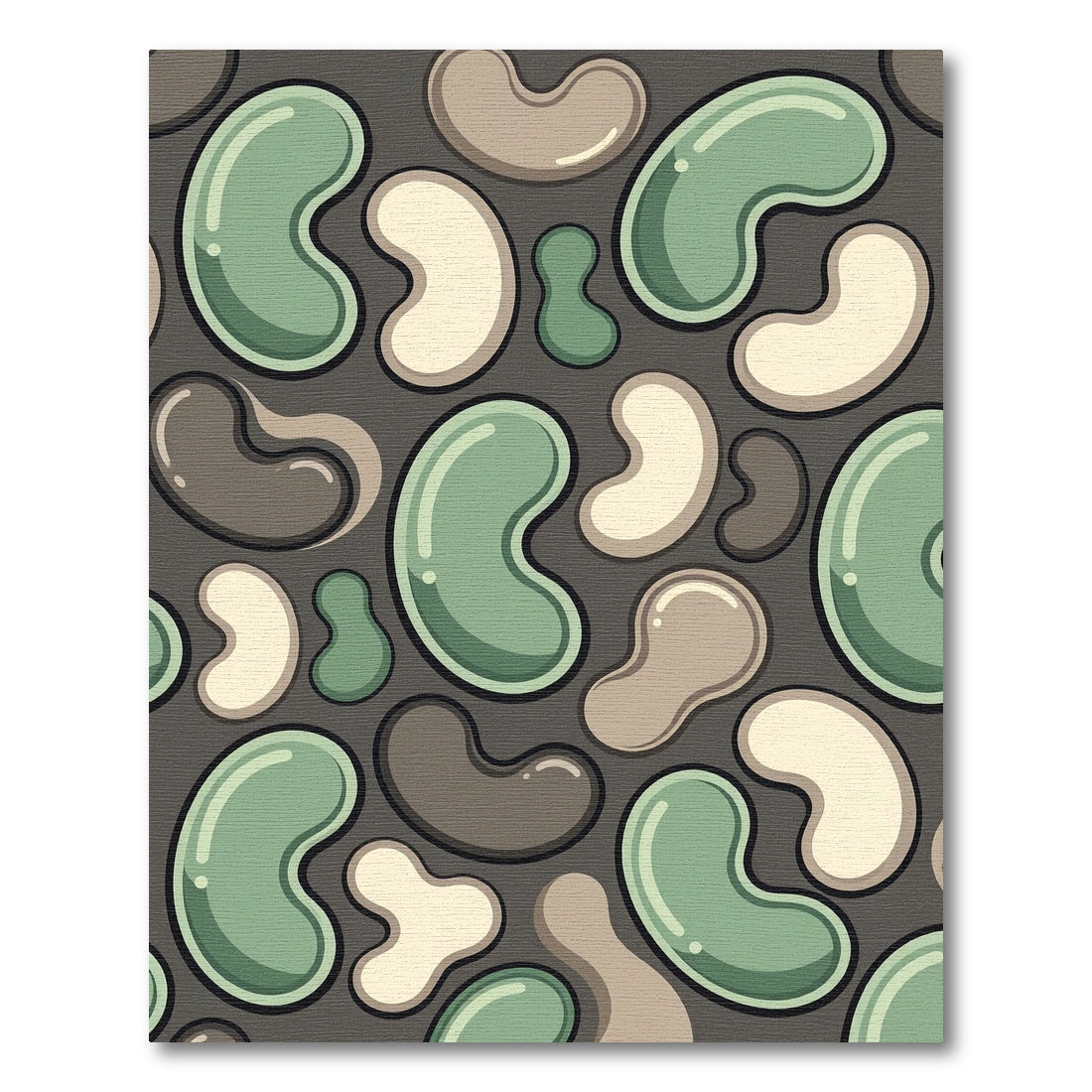 Modern Sage and Cream Organic Kidney Bean Rug