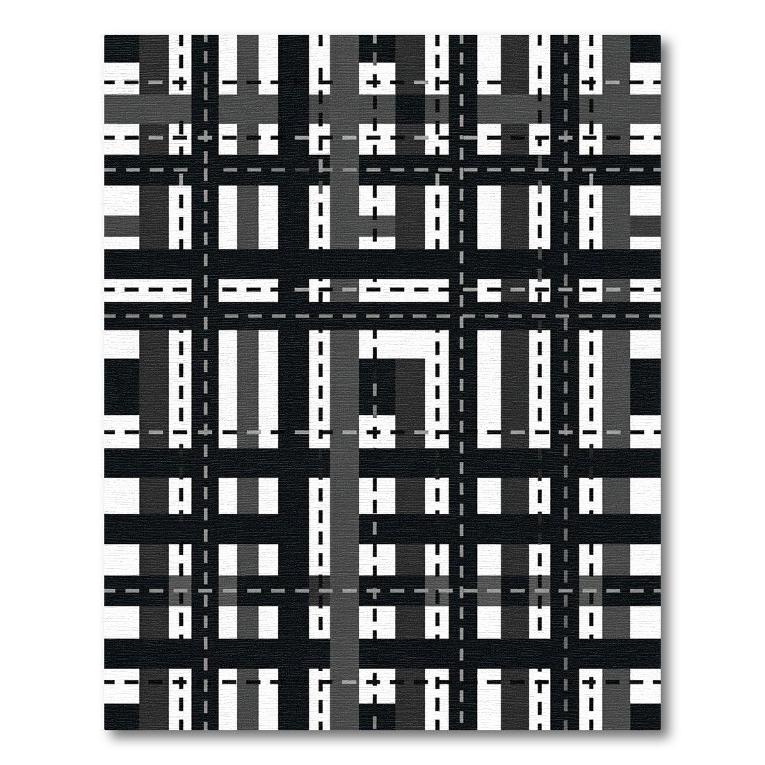 Monochromatic Gridded Checkered Abstract Rug