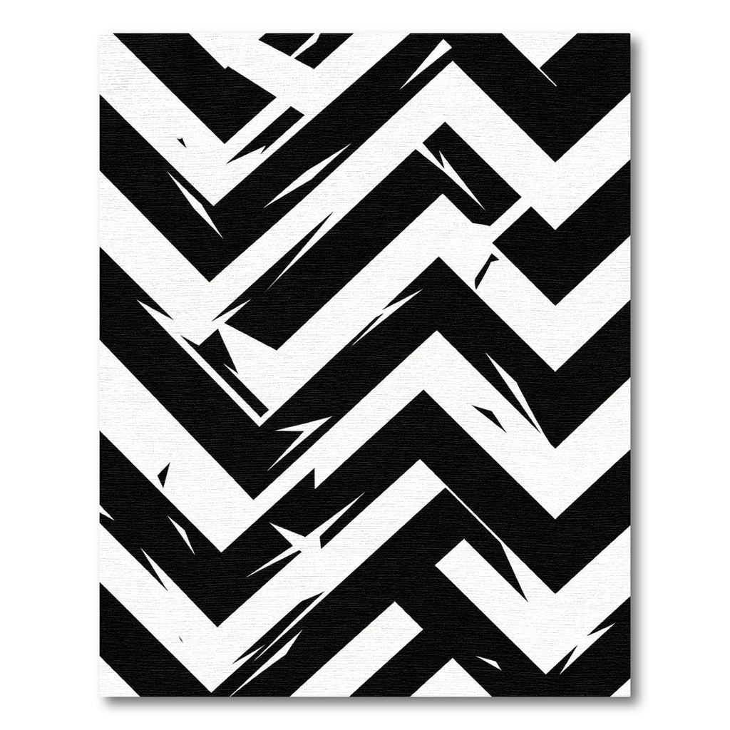 Sharp Black White Zigzag Geometric Rug