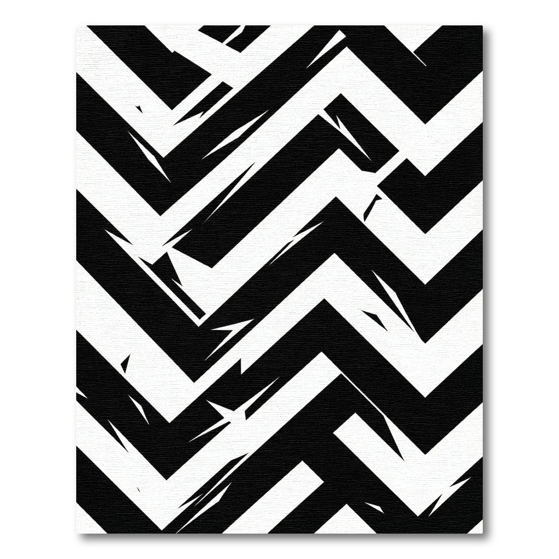 Sharp Black White Zigzag Geometric Rug