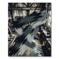 Abstract Charcoal Brush Stroke Ink Rug