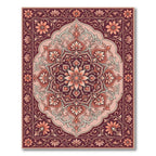 Ornate Crimson Floral Medallion Rug