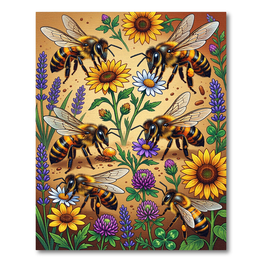 Vibrant Yellow Honeybee Garden Meadow Rug