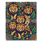 Vibrant Lion Jungle Mandala Tribal Art Rug