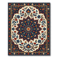 Deep Blue Floral Medallion Garden Rug