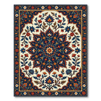 Deep Blue Floral Medallion Garden Rug