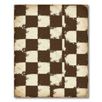 Vintage Brown Checkerboard Grunge Rug