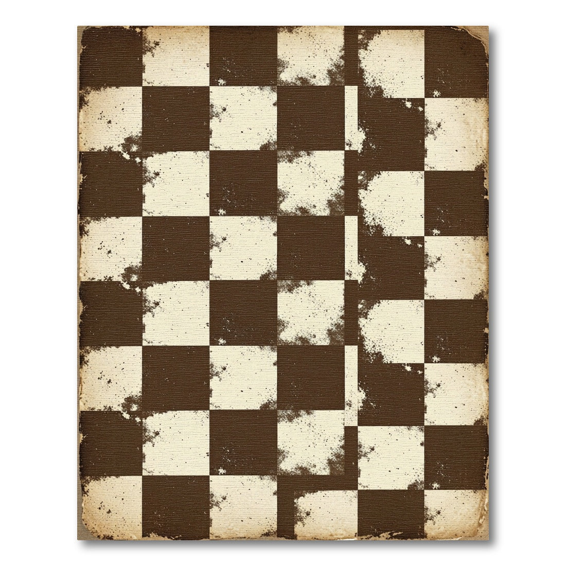 Vintage Brown Checkerboard Grunge Rug