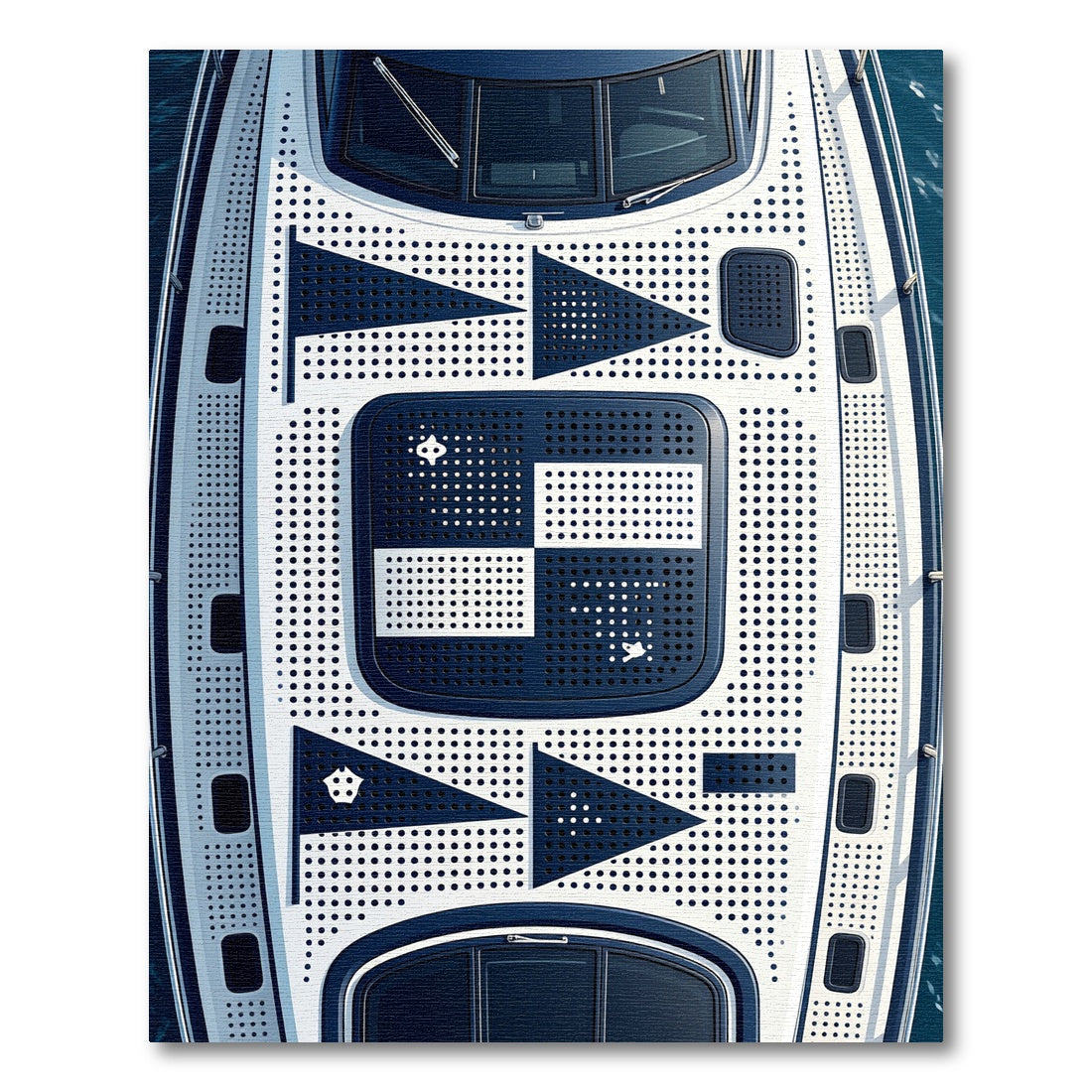 Navy Geometric Dot Nautical Signal Flag Rug