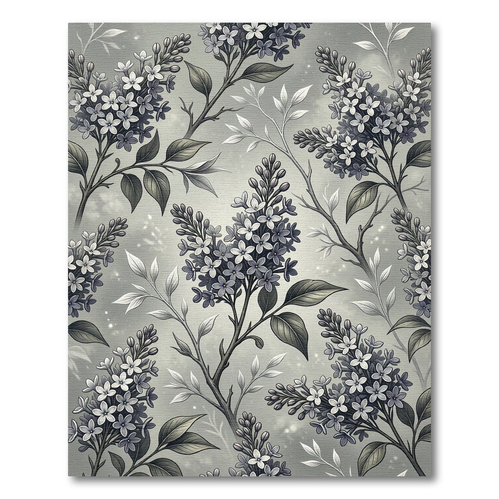 Monochromatic Lilac Blossom Botanical Illustration Rug