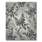 Monochromatic Lilac Blossom Botanical Illustration Rug
