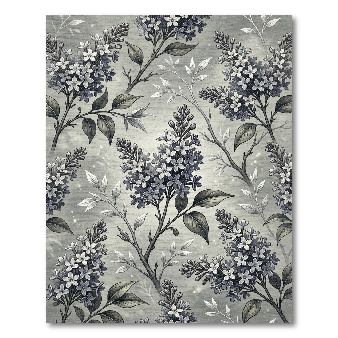 Monochromatic Lilac Blossom Botanical Illustration Rug