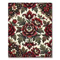Rich Crimson Floral Damask Rug
