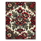 Rich Crimson Floral Damask Rug