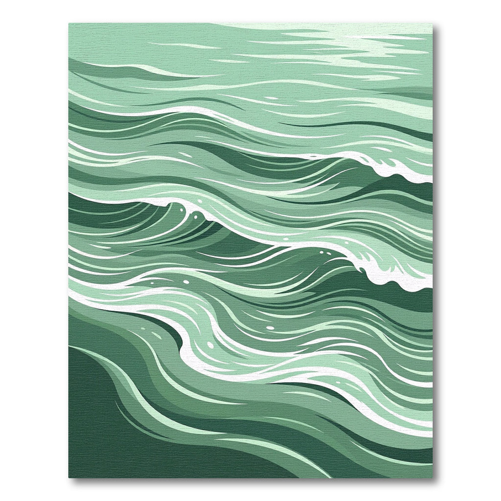 Serene Sage Green Abstract Ocean Waves Rug